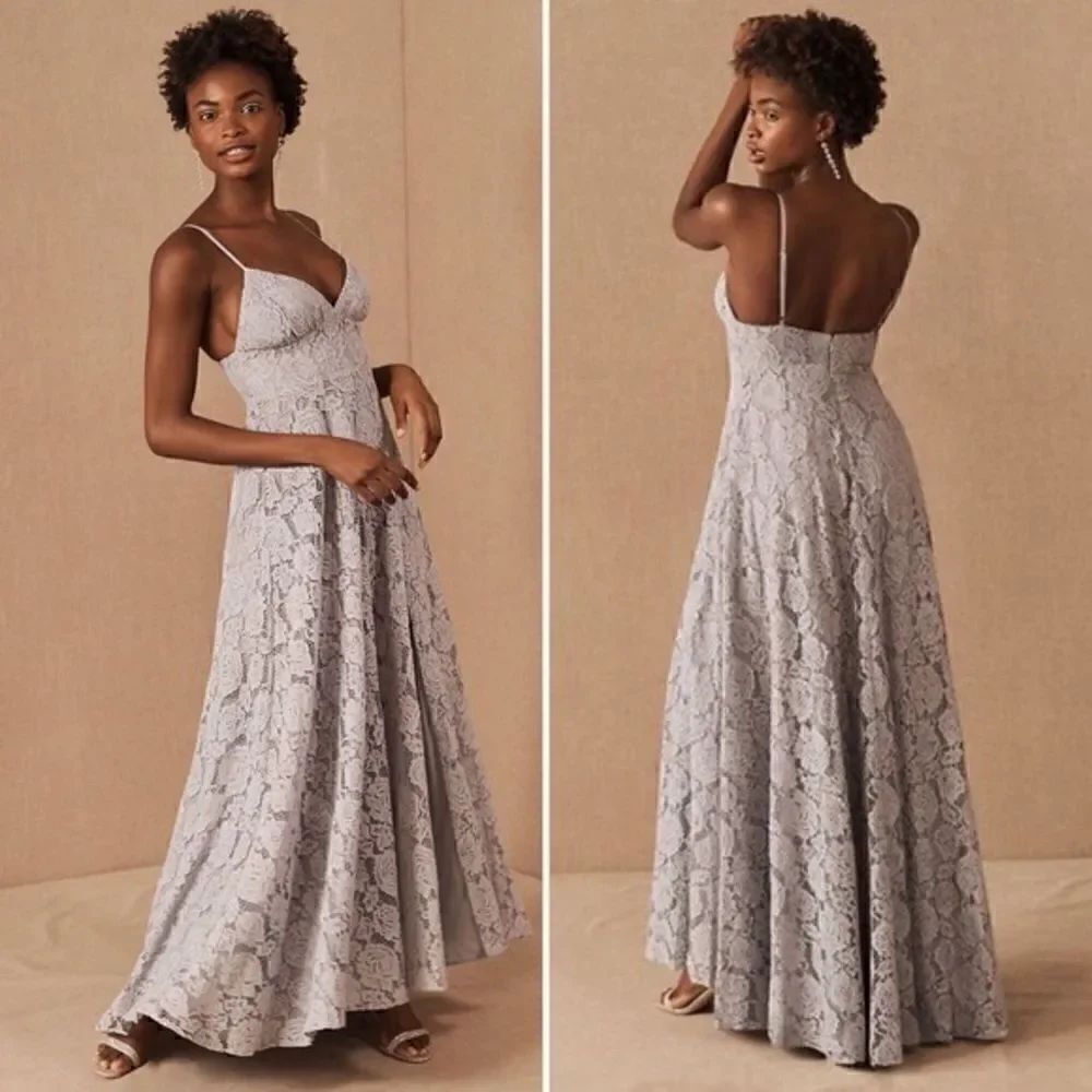 BHLDN x  FAME AND PARTNERS CHARLOTTE V-NECK LACE DRESS